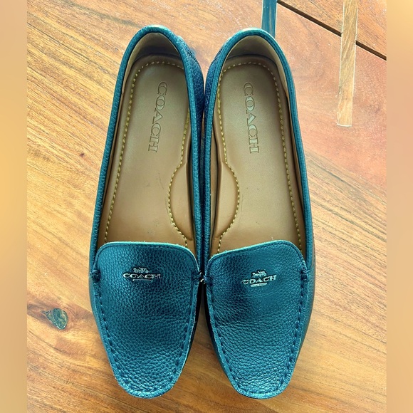 Coach women’s black pebbled leatherr loafers - Picture 1 of 5